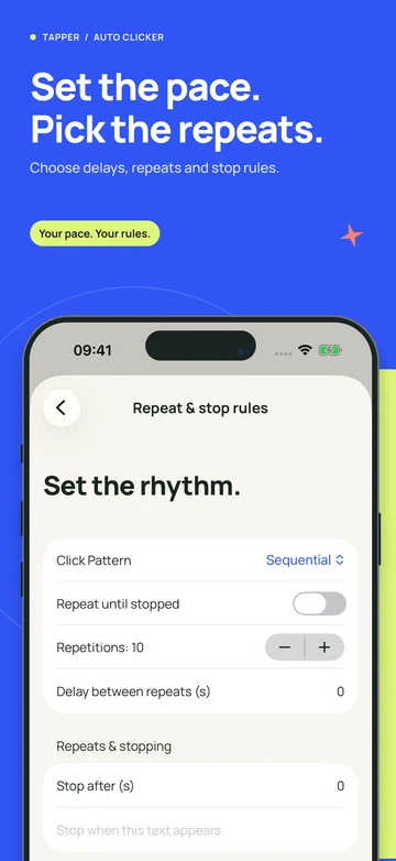 Tapper repeat count and timing controls