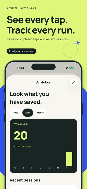 Tapper Activity showing a demonstration run history